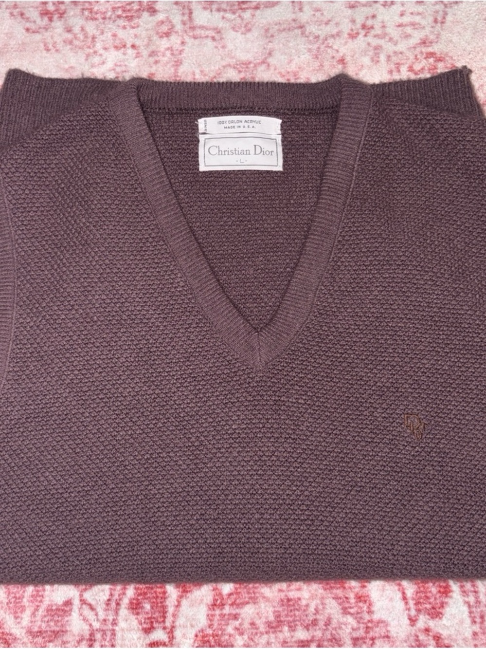 Dior Men’s V-Neck Sweater in Plum Brown
